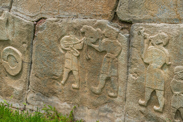 Alacahoyuk Museum located within the borders of Corum province entrance gate with walls statues and reliefs of king tombs