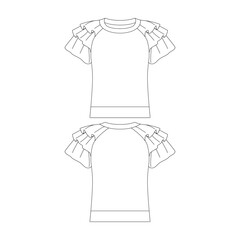 template ruffle sleeve sweater vector illustration flat design outline clothing collection