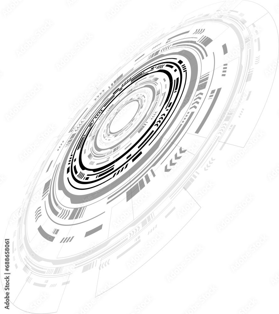 Poster circular technology abstract color technology spiral connections stock illustration -four black inte