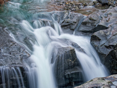 river and waterfall. on  Via Francigena tourist route.in bagnone