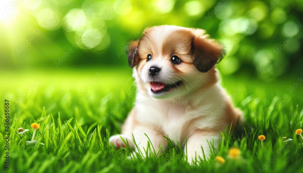 Wall mural Puppy in Grass