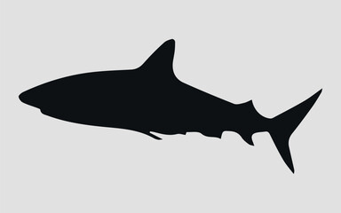 Silhouette of a shark. Black. Vector icon on a gray background	
