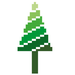 Christmas tree in pixel art design Christmas and New Year symbols.