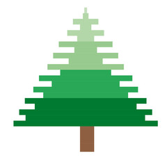 Christmas tree in pixel art design Christmas and New Year symbols.