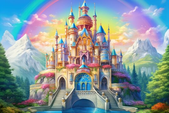Fairytale Castle: Art Nouveau with Sleek Lines and Bright Colors