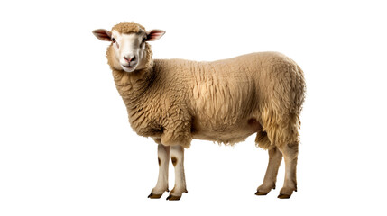 A sheep standing on a isolated on transparent or white background