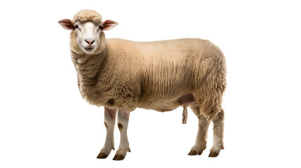 A sheep standing on a , isolated on transparent or white background