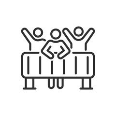 People behind the barricade, linear icon. Line with editable stroke