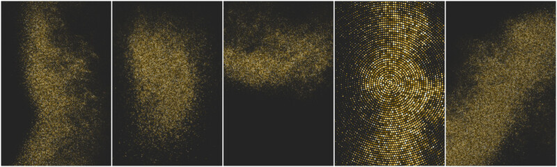 Light  gold pattern texture on black backdrop. Abstract yellow glitter background. Golden Explosion of Confetti.  Set of  vector illustration.