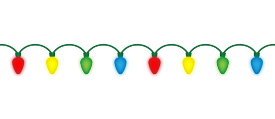 Christmas Lights Isolated Illustration on Transparent Background, PNG