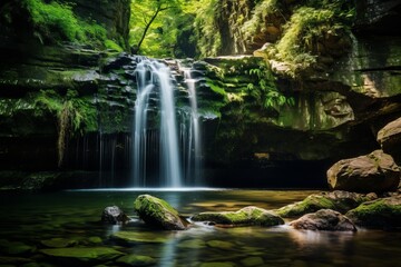 Mesmerizing charm of a waterfall cascading down a rocky cliff