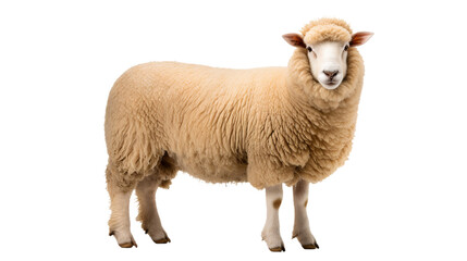 A sheep standing on a black background, isolated on transparent or white background