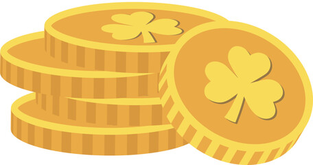 St. Patrick's Day Gold Coins Isolated
