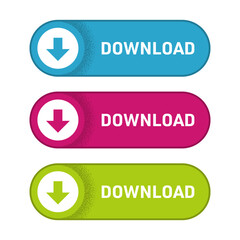 Vector click download button set for website