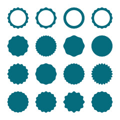 Vector blank wavy edge circle sticker set - 688665277