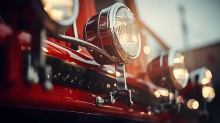 Zelfklevend Fotobehang Vintage fire engine with detailed light ladder apparatus © Sandris_ua