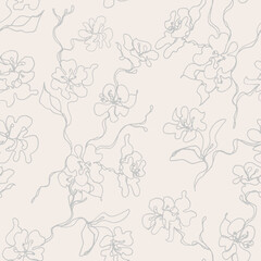 Subtle Apple Flowers. Decorative vector seamless pattern. Repeating background. Tileable wallpaper print.