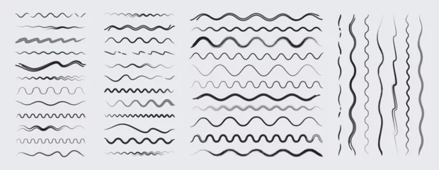 Fotobehang Set of various vector wavy line dividers © blumer1979