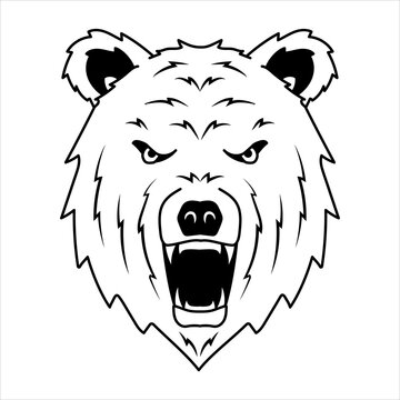 Bear head logo. Wildlife face icon. heraldry symbol. Vector illustration image.