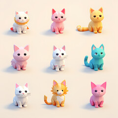 Fototapeta premium An irresistibly cute and delightfully small depiction of a charming cat in various shades, adding a touch of feline charm to your digital expressions.