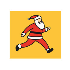 Running Santa Claus - Minimalist Vector Design