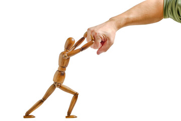 Dummy holds punch. Concept of confrontation.