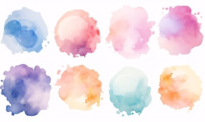 Background with watercolor circular brush strokes in multiple colors - obrazy, fototapety, plakaty