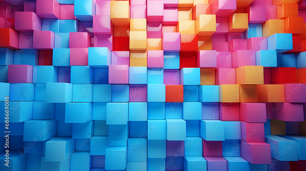Wall mural abstract background of colorful cubes. generative ai
