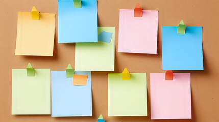 Fototapeta premium note papers on cork board. Generative AI