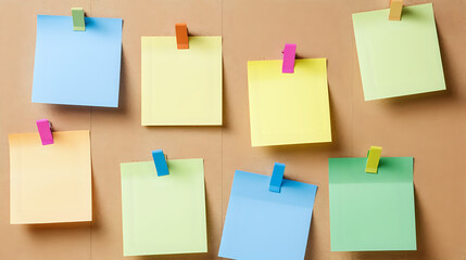 note papers on cork board. Generative AI