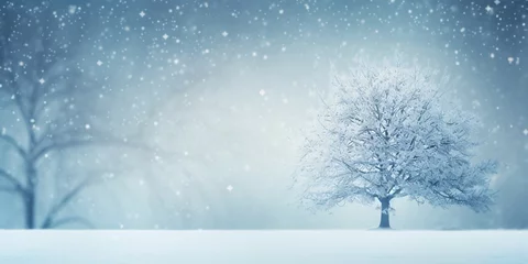 Fotobehang snowy background with a tree in the snow, christmas tree background © IgnacioJulian