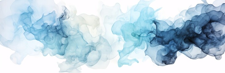 blue smoke clouds watercolor painting