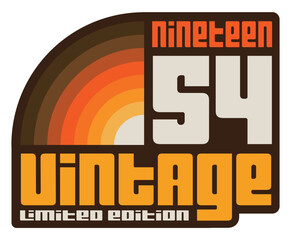 Vintage born in 1954, 80s retro style 70th Birthday vector illustration for shirt and birthday gift for her and for him.