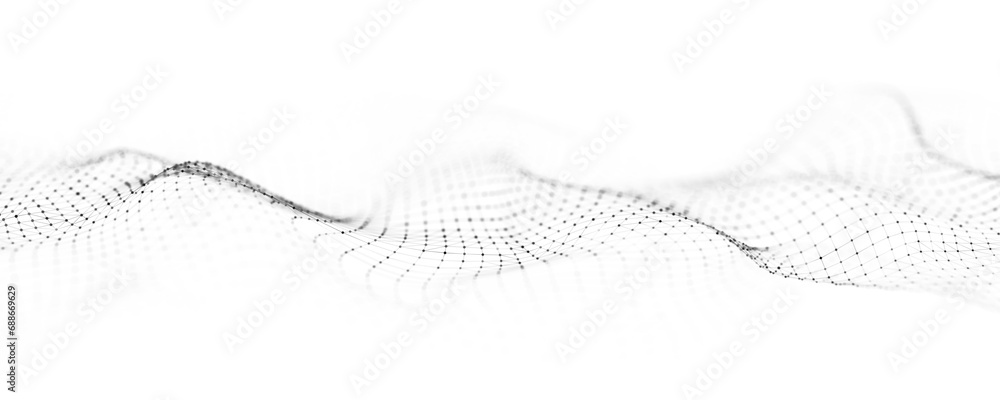 Aufkleber digital dynamic wave of particles and lines. abstract white futuristic background. big data visualiz