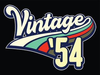 70th Birthday vector illustration for shirt and birthday gift for her and for him. 80s retro style born in 1954 graphic.