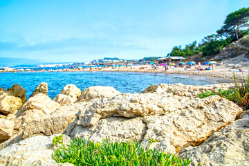 Sant Marti d'Empuries (L'Escala) beach on Costa Brava, Catalonia, Spain