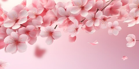 Obraz premium Spring background with cherry blossom petals spring advertisements and events banner design sale leaflets