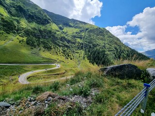 Transfagarasan Highway, in Carpathian mountains in Romania. It is one of the most famous mountain roads in the world. Beautiful mountain landscape.