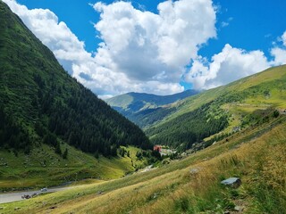 Transfagarasan Highway, in Carpathian mountains in Romania. It is one of the most famous mountain roads in the world. Beautiful mountain landscape.