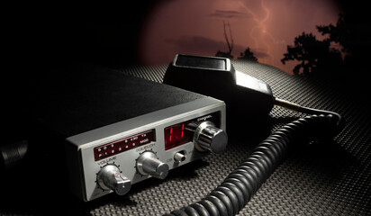 CB radio on channel 11 as a nasty thunderstorm storm approaches in the background