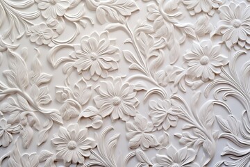 Plaster background floral pattern, Generative AI