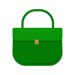 Green women handbag isolated on white. Vector illsutration
