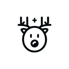 Christmas deer vector line icon. Christmas celebration sign - 688671234