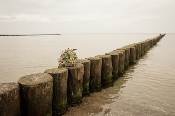 Moderner Brautstrauß für eine Strandhochzeit an der Ostsee - 688671271