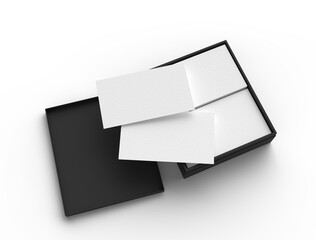Front and back view business card template in a special box,
Cotton paper blank business card mockup