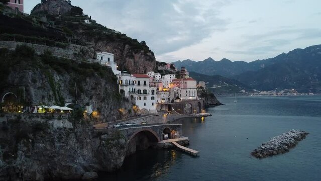 Areal Video of Atrani in Amalfi Coast drone footage