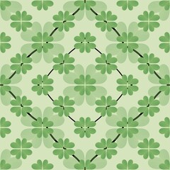 seamless pattern of lucky clover leaves green background
