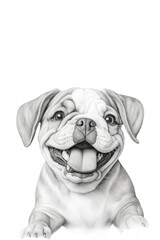 Obraz premium Cute puppy portrait of english bulldog ,isolated on white background, sketch drawing, copy space