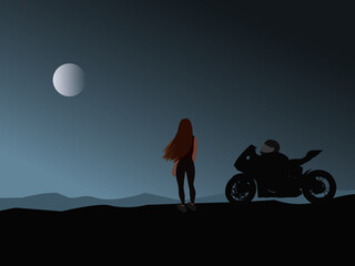 silhouette of a person riding a bike on a hill