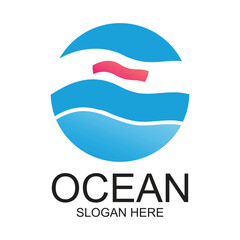 Ocean logo design simple concept Premium Vector
